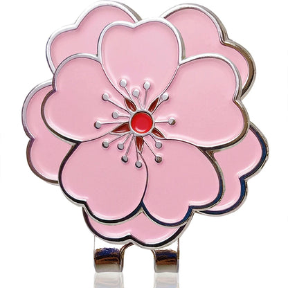 Golf Ball Marker Pink Flower Pattern With Clip