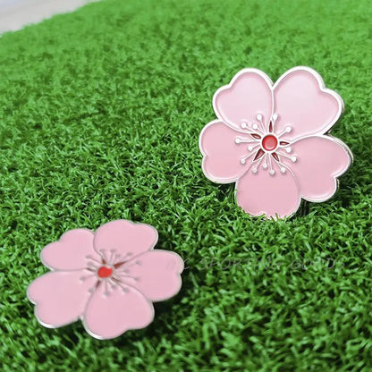 Golf Ball Marker Pink Flower Pattern With Clip