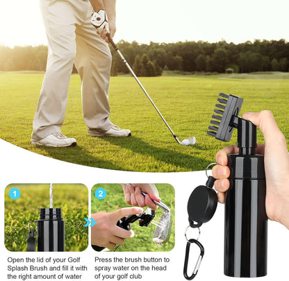 Golf Club Cleaning Kit – Club Brush with Water Bottle, Groove Cleaner, Microfibre Towel & Retractable Clip